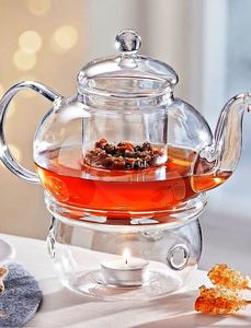 Teapot with stand (sets): Eden Glass Teapot & Warmer Set