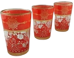 Moroccan Glass - Orange & Gold & Clear