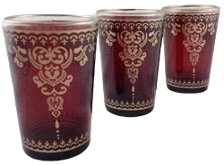 Moroccan Glass - Brownish Burgendy & Gold