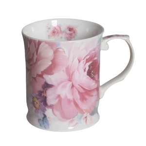 Glassware, Cups & Mugs: ​Pink Peony Footed Mug - by PNC