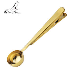 Scoops Spoons: Stainless Steel Coffee Spoon Clip Gold Silver Coffee Tea Measure Scoop Metal Measuring Spoon with