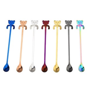 Scoops Spoons: OBR Hanging Long Handle Panda Spoon Stainless Steel Teaspoon for Desserts Cake Tea Coffee
