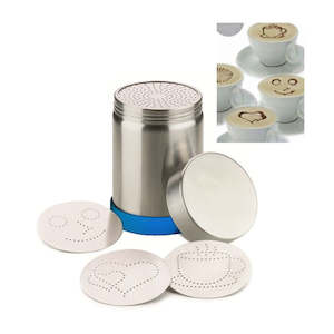 Coffeeware Sets: Cappuccino Latte Art Tool Cocoa Powder Dispenser Tank w/Mould Chocolate Shaker Duster + Cappuccino