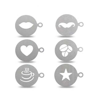 Stencils: ERMAKOVA 6 Pcs/Set Stainless Steel Coffee Stencil Coffee Maker  Latte Art Mould Template Chocolate