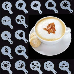 Stencils: 16pcs/set Coffee Latte Cappuccino Coffee Art Stencils Cafe Foam Spray Template Barista Stencils