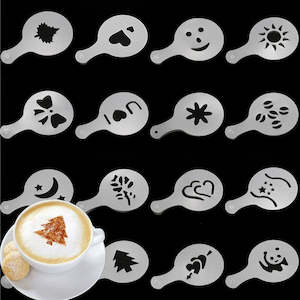 Stencils: Coffee Stencils 16pcs/Set Drawing Die Tools Fancy Coffee Printing Model Plastic Spray Template