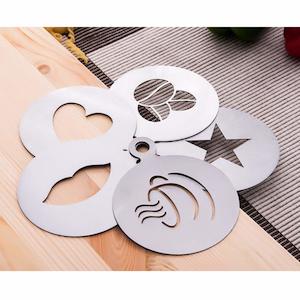 Stencils: ERMAKOVA 6 Pcs Coffee Decorating Stencils Stainless Steel Coffee Art Stencils Barista Template for