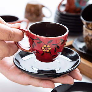 90ml Espresso Coffee Cup Saucer Set Creative Hand-painted Trumpet Small Capacity&hellip;