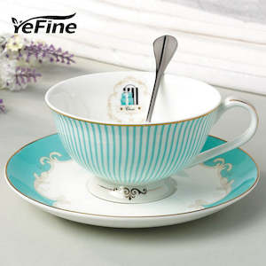 Cup Saucer Sets: YeFine Ceramic Tea Cup And Saucer Set Designer Bone China Coffee Cup Porcelain Afternoon Black Tea