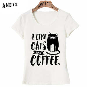 Summer Fashion Women T-shirt I Like Cats and Coffee printed T-Shirt maiden casua&hellip;