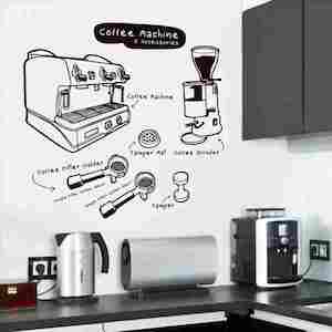 Stickers: DCTAL Coffee Sticker Food Decal Cafe Poster Vinyl Art Wall Decals Pegatina Quadro Parede Decor