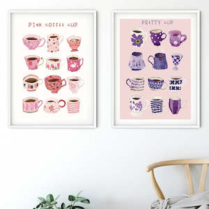 Vintage Colorful Coffee Cup Wall Art Canvas Painting Various Cups Poster Picture&hellip;