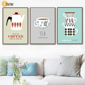 Posters: Coffee Tea Cups Wall Art Canvas Painting Nordic Posters And Prints Wall Pictures for Living Home Decor