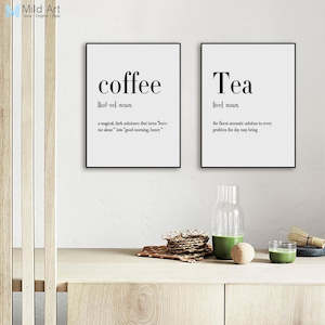Posters: Minimalist Black and White Beer Coffee Wine Quotes Posters Print Nordic Kitchen Room Wall Home Decor
