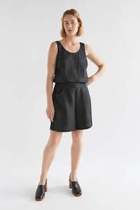 Pants: STROM LINEN SHORT - Black