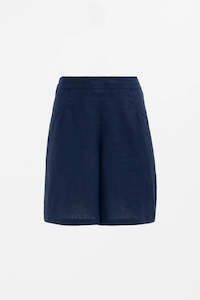 Pants: STROM LINEN SHORT - Steel Blue