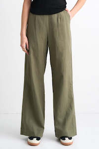 Pants: Boardwalk Soft Khaki Ramie Extended Waist Pants