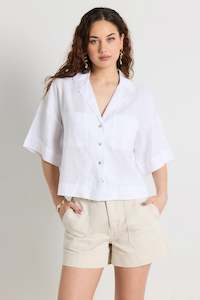 Womenswear: Meander White Linen Boxy Shirt