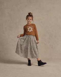 Rylee Cru: Tiered Midi skirt - Blue ditsy