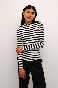 Candace Long sleeve - Big stripe EGRET/METEORITE
