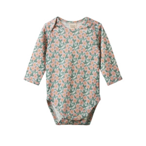 Nature Baby: Merino long sleeve bodysuit - Garland print