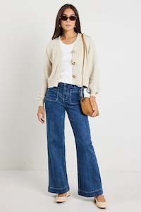 Agatha Oat Fine Knit Cardigan - Oat