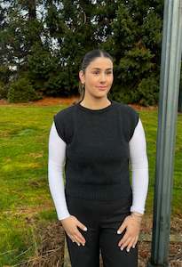 Lothlorian Knits: Alpaca Plain Crew Neck Vest - Slate