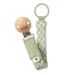 Bibs: Pacifier Clip - Sage/Ivory