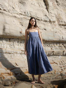 Dresses: Go To Dress- Denim Stripe