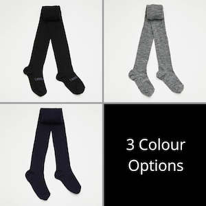 Merino Wool Flat Knit Plain Tights Navy | Child