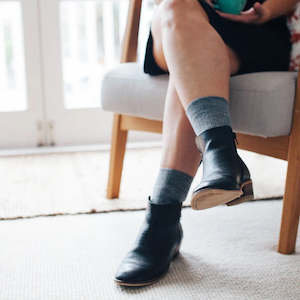 Merino Wool Plain Crew Socks | Woman | Grey Rib