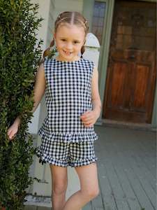 Lily frill short - Navy/White Gingham