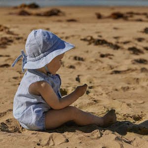 Sunhat Cotton/linen - Blue Stripe