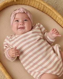 Crewneck Bubble Romper || Pink Stripe