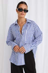 Stories To Be Told: You Got This Blue Stripe Cotton Oversized Shirt