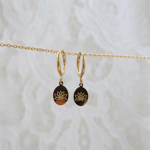 Katy B: OVAL LOTUS HOOP EARRINGS