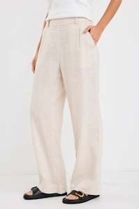 Bestow Pumice Linen Elastic Back Wide Leg Pants