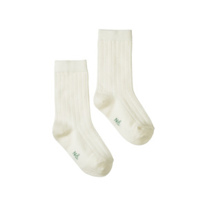 Childrens Socks: Organic Wool rib socks - Natural