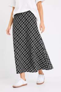 Skirts: Soulmate Black Check Bias Cut Midi Skirt