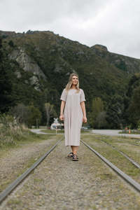 Steph dress - natural gingham