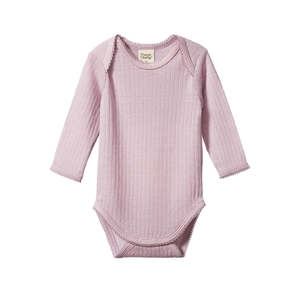 Nature Baby: Merino Pointelle Long Sleeve Bodysuit - Lilac