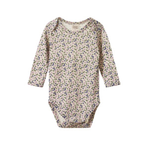 Nature Baby: Merino Long sleeve Bodysuit - Briarwood Lilac Print