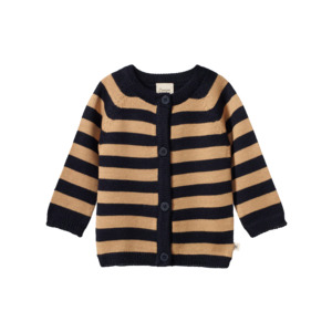 Nature Baby: Merino knit cardigan - Navy/Caramel stripe