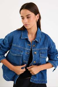 Coats: Echo Storm Blue Patch Pocket Denim Jacket