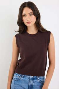 All Tops: Distance Chocolate Crewneck Knit Vest