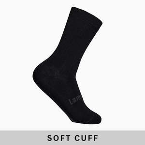 Merino Wool Soft Cuff Crew Socks | MAN | Black Rib