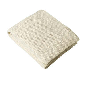 Merino Knit Blanket Cot - Natural
