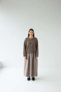 Coats: Alpaca Blend Cardigan - Walnut