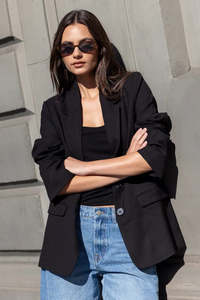 Coats: Diploma Black Two Button Vent Sleeve Blazer