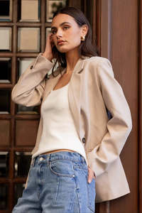 Coats: Diploma Taupe Two Button Vent Sleeve Blazer